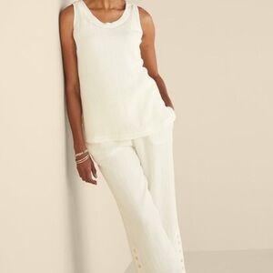 Soft Surroundings Ivory Pearl Oceo Gauze Tank- S